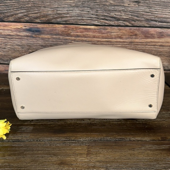 Kate Spade Staci Bag Purse Leather Laptop Tote in Tan, White & Black Color Block - Picture 6 of 11